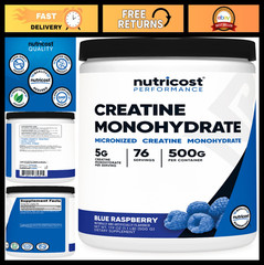 Creatine Monohydrate Powder – Blue Raspberry Flavor, 500g, Muscle Gain & Energy
