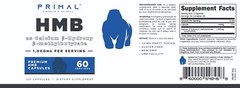 Primal HMB (1000mg, 120 Capsules) | Athlete Formula, Gluten-Free, 60 Servings