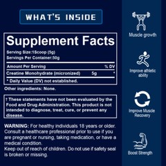 100% Pure Creatine Monohydrate™ Powder, Unflavored, 250 Gram – 50 Servings