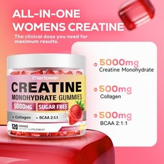 Creatine Gummies, Creatine Monohydrate Gummies for Men & Women with Collagen,…