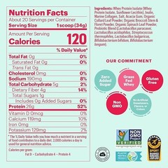 Natreve Whey Protein Powder Grass-Fed + Amino Acids + Collagen 1.5 LB Unflavored