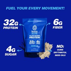 Koia Plant Based Protein Elite Powder, Vanilla, 32g Protein, 4g Sugar, 6g…