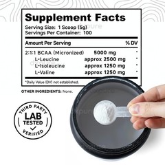 BCAA Powder 500g – Branched Chain Amino Acids – 100 Servings – Unflavored