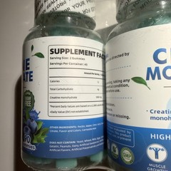 2 Pack Noavii Creatine Monohydrate Gummies 5000mg 90 Total Blueberry Free Ship