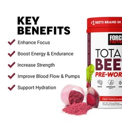 Force Factor Total Beets Pre-Workout 12.5 Ounce (Pack of 1), Fruit Punch