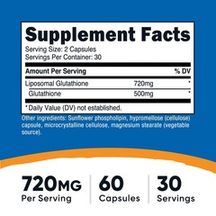 Nutricost Liposomal Glutathione Supplement 60 Capsules, 720 mg Per Serving