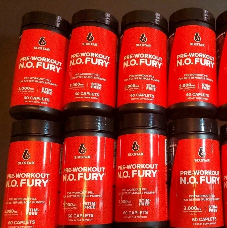 Six Star Pre-Workout Pills N.O. FURY 8 Bottles All MAY EXP