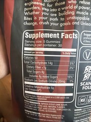 Beast Bites Creatine Monohydrate Gummies Hawaiian Fruit Punch 150 Count 5g
