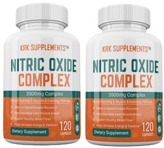 2 Bottles Nitric Oxide Complex 3500mg L-Arginine AAKG Muscle Pump Growth Pills