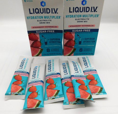 2- Liquid I.V. Strawberry Watermelon Sugar Free, 12 On The Go Sticks Total, 8/27