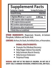 Nitric Oxide 2400mg Power – L-Arginine Blend – Muscle Building – 2 Bot 120 Caps