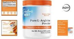 Pure L-Arginine Powder, & Gluten-Free, 10.6 oz for Enhanced Endurance