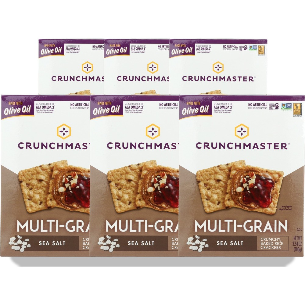 Multi-Grain Sea Salt Crunchmaster Rice Crackers 3.54 Oz 100 G 30G 6 Pack