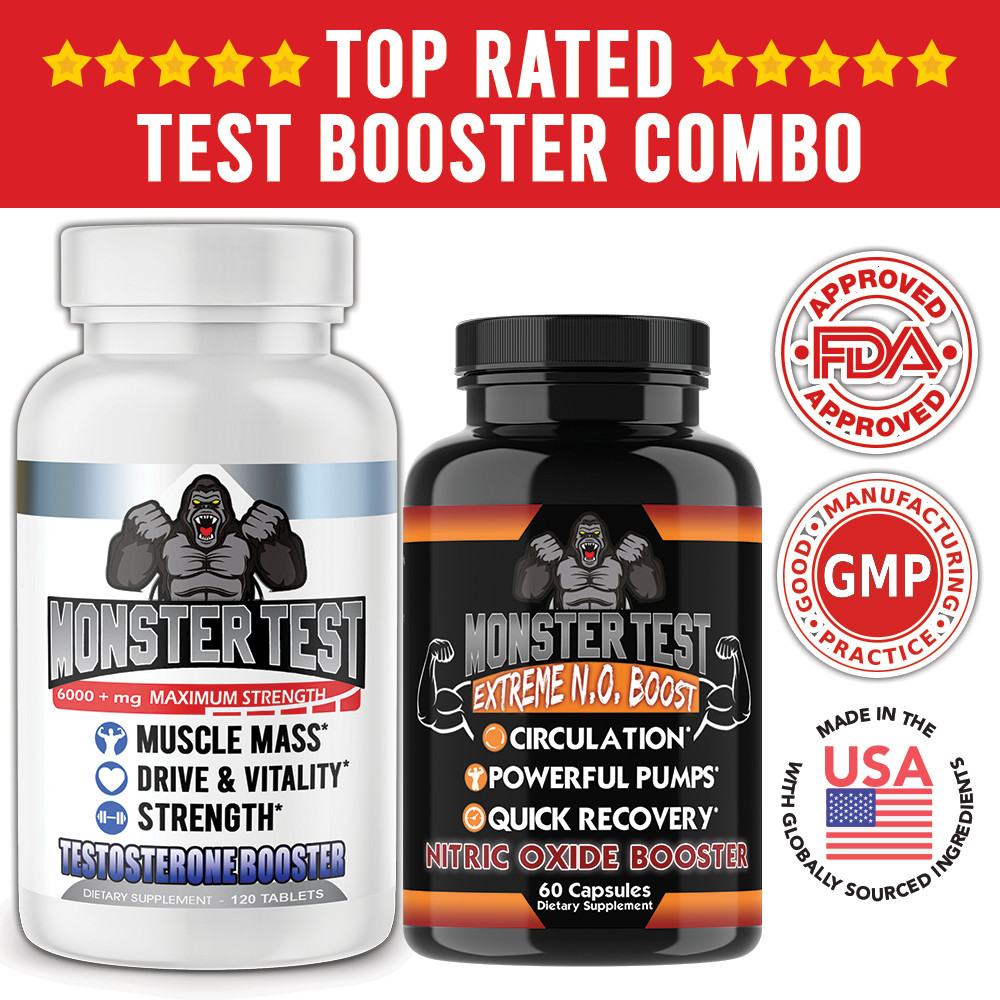 Angry Supplements Monster Test Booster 120ct + Monster Test Nitric Oxide, 2pk