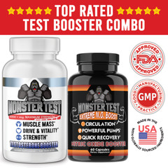 Angry Supplements Monster Test Booster 120ct + Monster Test Nitric Oxide, 2pk