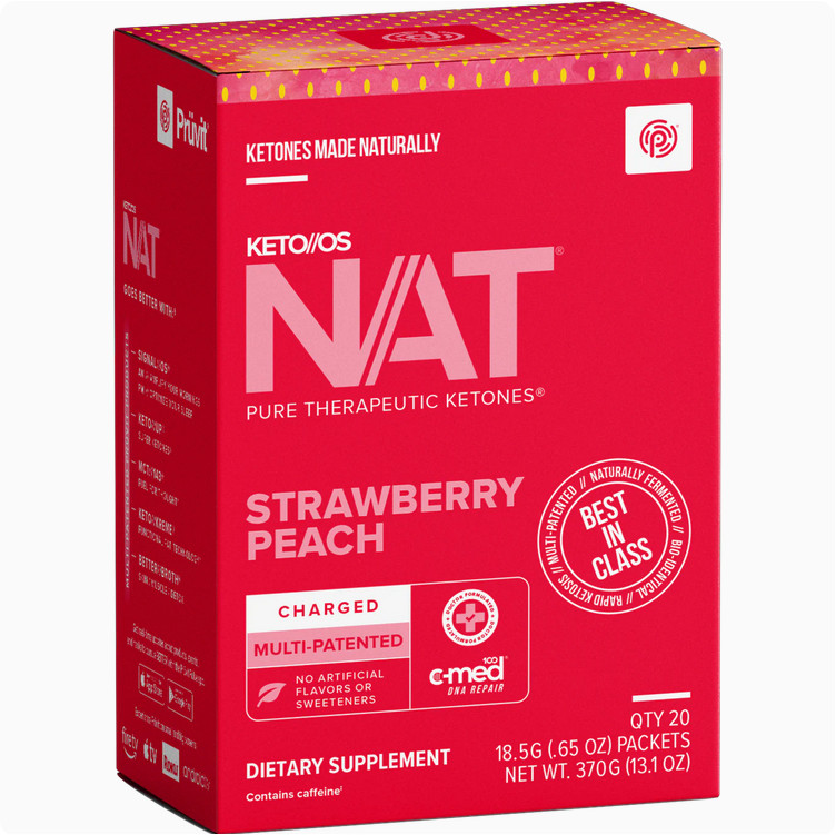 Pruvit KETO/OS NAT Charged 20 Packets Strawberry Peach Flavor EXP:10/2026