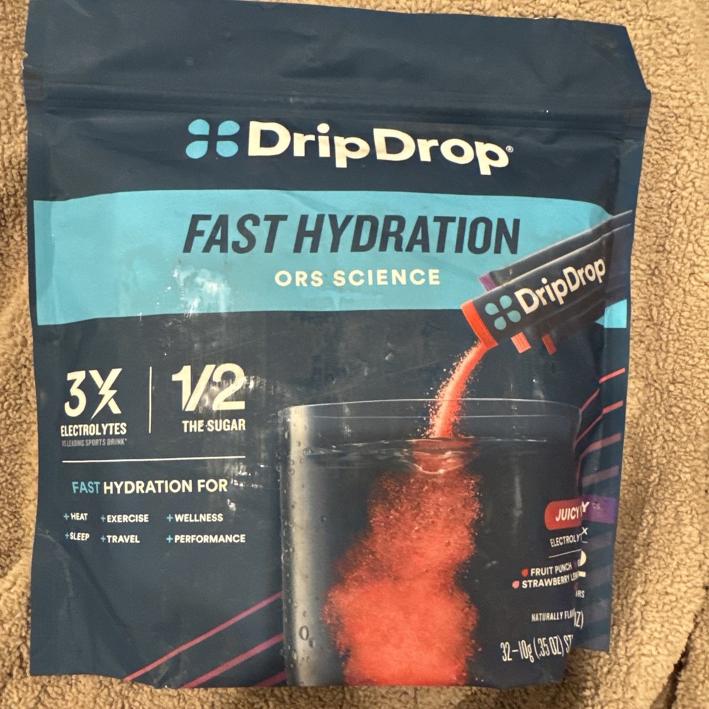 32 Servings DripDrop Hydration Juicy Variety Pack Electrolyte Drink Mix Singles
