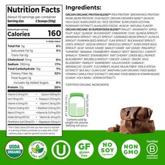 Orgain Organic Vegan Protein 50 Superfoods Powder Creamy Chocolate Fudge – 21G