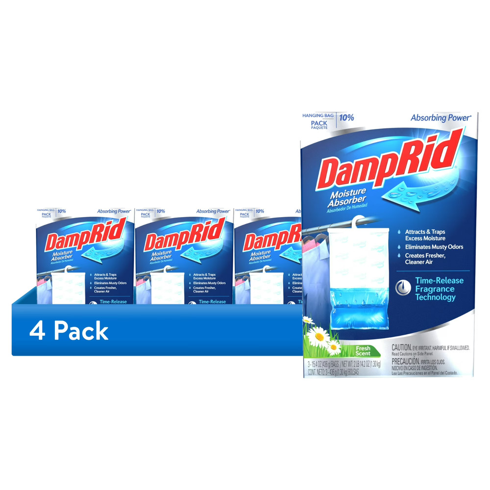 4 Pack DampRid 15.4 Oz. Fresh Scent Hanging Moisture Absorber