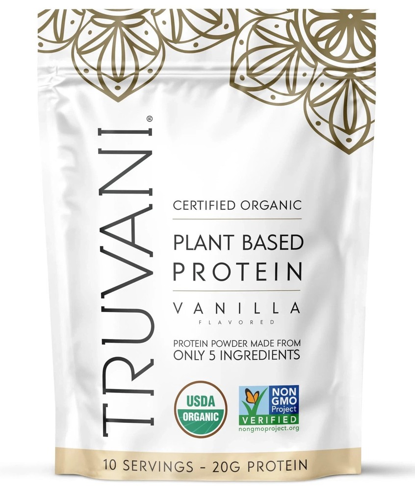 Truvani Vegan Pea Protein Powder Vanilla 20g Organic Plant Based Serving Keto