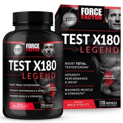 Force Factor Test X180 Legend Testosterone 120 Count (Pack of 1), Black