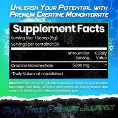 Bear Grips Pure Creatine Monohydrate Powder 50 Servings of Instantized Creatine
