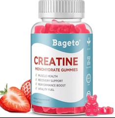 Bageto – Creatine Monohydrate – 60 Gummies – Strawberry Flavor – EXP 11/26