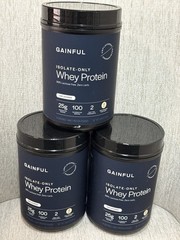 3x Gainful Lean Whey Protein Powder, 14 Servings/13.8 oz Each Unflavored 3 Pack