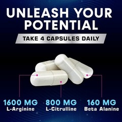 Nitric Oxide Booster w/ L-Arginine 2560mg Highest Potency Muscle Pump Supplement