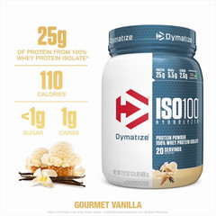 Dymatize ISO100 Hydrolyzed Whey Isolate Protein Powder, Gourmet Vanilla, 20 Ser