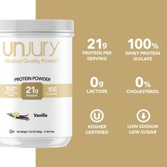 Unjury Whey Protein Powder | Vanilla | 21g 100% 14.8 Ounce (Pack of 1)
