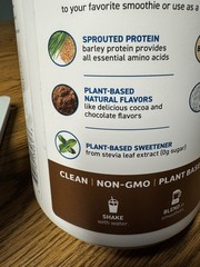 Garden of Life Plant-Based Sprouted Barley Protein Powder CHOCOLATE 20 Servings