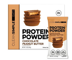 Clean Simple Eats Whey Protein Powder Chocolate Peanut Butter 20g 10 Count Glute