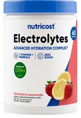 Nutricost Electrolytes Complex Powder (Strawberry Lemonade) 60 Servings – Stevia