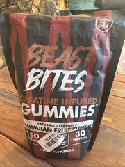 Beast Bites Creatine Monohydrate Gummies Hawaiian Fruit Punch 150 Count 5g