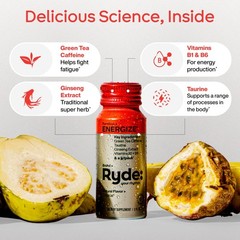 Ryde: Energy Shot, 0 Calories, 0 Sugar, Green Tea 2 Fl Oz (Pack of 24)