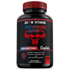 testosterone support, endurance, energy, strength, non-GMO, Premium caplets, 60