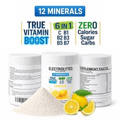 Electrolyte Complex Hydration Powder | 6 Vitamins + 12 Minerals | Lemon Flavor