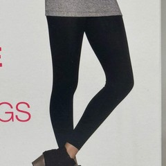 HANES (2 PACK) Style Essentials Fleece Lined Leggings Womens Sz L Blackout 28466