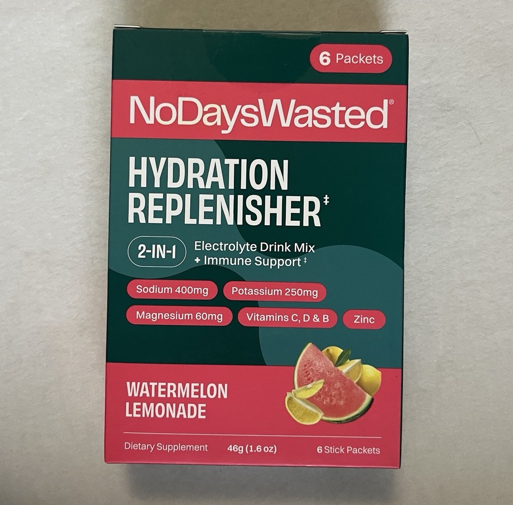 No Days Wasted Rehydrating Electrolyte Drink Packets-Watermelon Lemonade Flavor