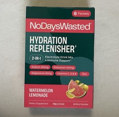 No Days Wasted Rehydrating Electrolyte Drink Packets-Watermelon Lemonade Flavor