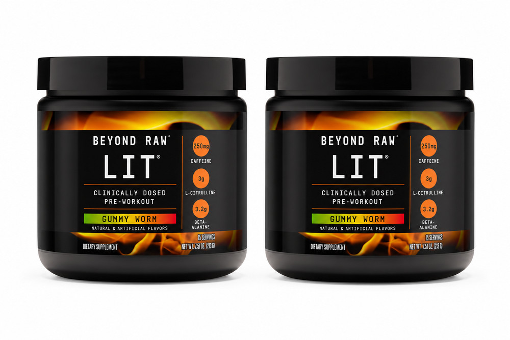 2 Beyond Raw LIT Clinically Dosed Pre-Workout gummy worm Exp: 03-2028