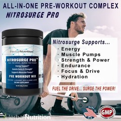 Nitrosurge Pro Pre Workout Powder w/ Creatine Nitric Oxide Booster 300g