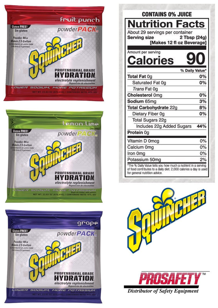 Sqwincher Electrolyte Powder Beverage Sport Drink Mix VARIETY 3- 2.5 Gallon PKG