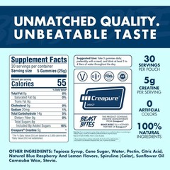 1-3 PACKS-Beast Bites Creatine Infused Gummies Sweet Blue Raspberry – 30 Serving