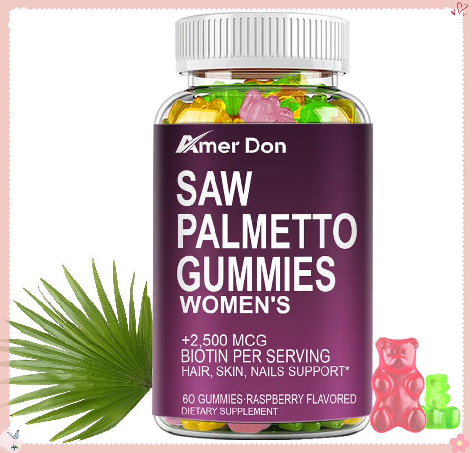 Biotin Gummies for Women – Saw Palmetto Gummies – Gluten-Free, Gelatin-Free