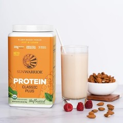 Sunwarrior Classic Plus Vegan Protein Powder Peas Brown Rice Raw Organic 1.7 lbs