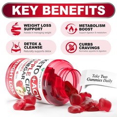 Keto ACV Gummies Advanced Weight Loss – Sugar Free 60 Gummies, Green Apple