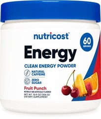 Nutricost Energy Complex (Fruit Punch) (60 Servings) – Clean Energy Powder