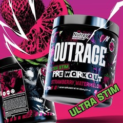 Nutrex OUTRAGE Pre-Workout Powder High Stimulant Pump Focus Strength 30 Servings